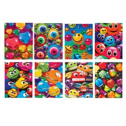 BRAUBERG / Non-ruled notebook "Smilies" SMALL FORMAT 40 sheets A7, 64x82 mm, gluing, plastic 3D cover, assorted