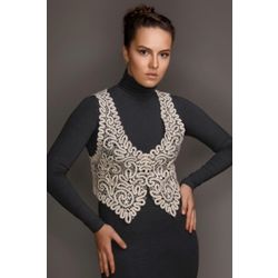Снежинка / Snowflake / Vest for women in lace cropped shape