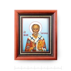 Ростовская финифть / Icon "Nicholas the Wonderworker" wooden frame