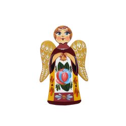 Волховская роспись / Volkhov painting / Pendant decoration "Angel" "Volkhov rose tree No. 1"