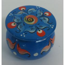 Беломорские узоры / Salt shaker wooden "Shenkurskiy blue painted" the height is 4 cm