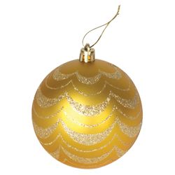 ЗОЛОТАЯ СКАЗКА / Christmas tree balls SET 6 pcs., Plastic, 8 cm, with a golden pattern, golden color