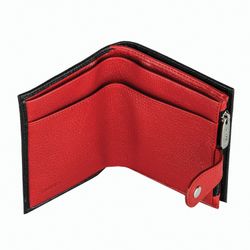 Purse women's FABULA, 110х130 mm, genuine leather, button, black with red