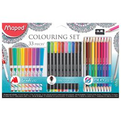 Set de arte MAPED "Graph'Peps", 10 rotuladores, 10 bolígrafos capilares, 12 lápices de colores de doble cara, sacapuntas, blister