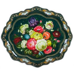Жостово / Unique forged Zhostovo tray 62x53 cm