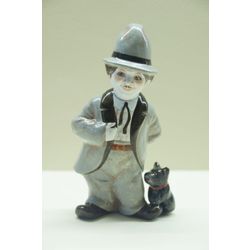 Ярославская майолика / Figurine "Clown with a dog"
