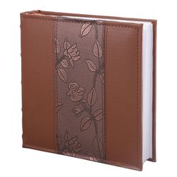 BRAUBERG photo album for 200 photos 10x15 cm, under the skin (combined), paper page, box, brown