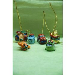 Ярославская майолика / Set of Christmas decorations "Baby cars"
