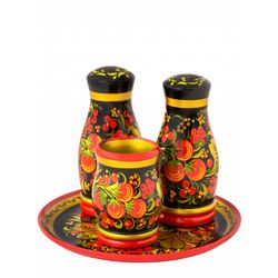 Золотая Хохлома / Set for spices "Picnic", 4 pieces