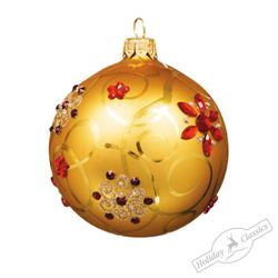 Holiday Classics / Gold ball with flowers, 8 cm, 6 pcs
