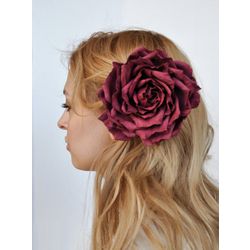 Milotto / Hairpin-brooch "Rose" burgundy