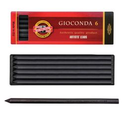 Artificial coal for painting KOH-I-NOOR set of 6 PCs, "Gioconda", medium soft, honed, plastic box