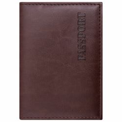 Passport cover STAFF "Profit", faux leather, soft solonova insert, "PASSPORT", brown