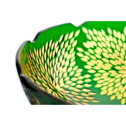 Гусевской Хрустальный завод / Crystal vase for fruit "Triumph" amber-green