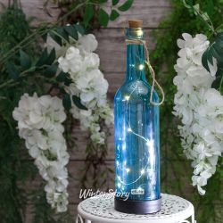 Kaemingk / Garden light - Solar Firefly bottle with solar battery 31 cm, 10 warm white LED bulbs, blue, IP44