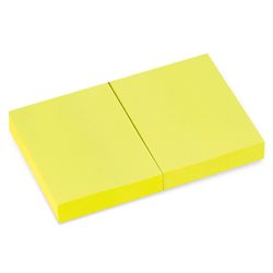 BRAUBERG / Self-adhesive block (sticker) NEON, 38x51 mm, 90 sheets, SET of 2 pieces, yellow