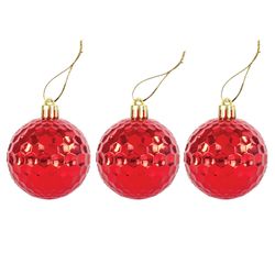 ЗОЛОТАЯ СКАЗКА / Christmas tree balls SET 12 pcs., Plastic, 6 cm, RED, gloss, glitter, drawing