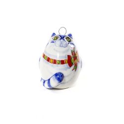 Гжельский Фарфоровый завод / Christmas toy Cat underglaze color painting