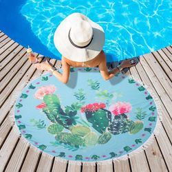 Этель / Toalha de praia "Cacti", d 150 cm, microfibra, poliéster 100%