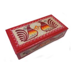 Беломорские узоры / The box is wooden "Rakulskaya painting. Poultry" height 4.5 cm