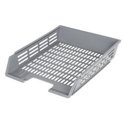 Khay giấy ngang BRAUBERG "Basic", A4 (360x270x75 mm), có rãnh, lưới, màu xám