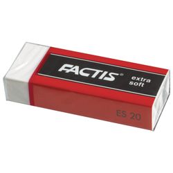 Large FACTIS eraser "Extra Soft 20 ES" (Spain), 61х24х13 mm, white, rectangular, PVC