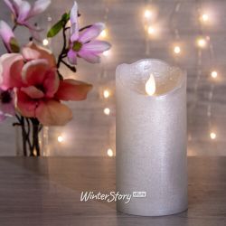 Kaemingk / LED candle Living Flame 15 cm silver wax, batteries, timer
