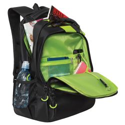 Mochila GRIZZLY para jóvenes, 2 compartimentos, negro, "Green X", 45x32x23 cm