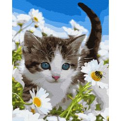 ВанГогВоМне / VanGogVoMne / Paint by number "Kitten in daisies" 40x50 cm