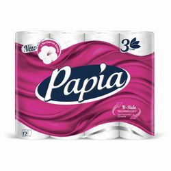 PAPIA / Toilet paper, 3-ply household (12x16.8 m), white, solder 12 pcs.