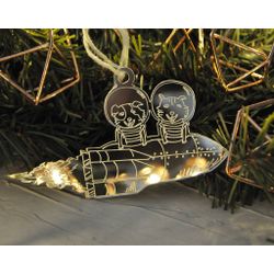 Ленивые Бобры / Lazy Beavers / Set of mirrored Christmas tree decorations "Space inside" in a gift box