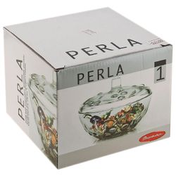 PASABAHCE / Sugar bowl with lid "Perla", diameter 140 mm, textured glass
