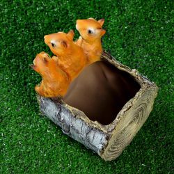Хорошие сувениры / Figured planter "Three squirrels on a stump" 14x15 cm