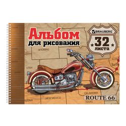BRAUBERG / Sketchbook ECO "Motorcycles", 32 sheets A4, 205x290 mm, comb, cardboard cover