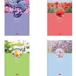 HATBER / Notebook A4 96 pages comb, cage, cardboard cover, "Beauty of Blossom" / 8 pcs.