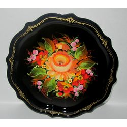 Сувениры из Н.Тагила / Souvenirs from N. Tagil / Tray "Baroque. Orange Roses", 19 cm