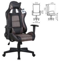 Computer chair BRABIX "GT Racer GM-100", two pillows, fabric, eco-leather, black / brown
