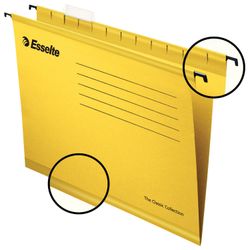 Hanging folder A4/Foolscap (400х240 mm), 300 sheets, SET of 25 PCs., yellow, cardboard ESSELTE "PlusFoolscap"