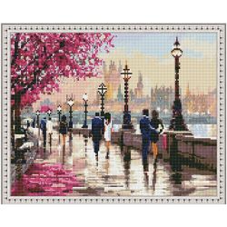 Опт-картина / Khảm kim cương 40x50, thạch tròn Đi dọc bờ kè