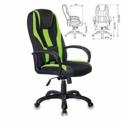 Computer chair VIKING-9 / BL + SD, pillow, eco-leather / fabric, black / green