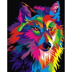 Опт-картина / Malen nach Zahlen 20x30 Regenbogenwolf