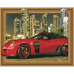 Опт-картина / 3D Diamond mosaic 40x50, round rhinestones Red Ferrari