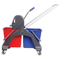 BRABIX harvesting trolley, 2 removable buckets of 30 l, mechanical spinning, plastic frame, locking handle