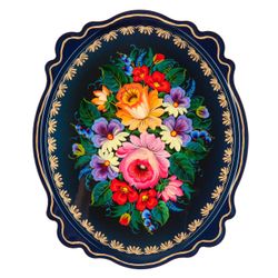Сувениры из Н.Тагила / Souvenirs from N. Tagil / Tray "Oval-Baroque. Flowers", 30x25 cm