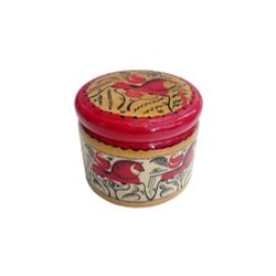 Беломорские узоры / Scatola di legno "Pittura di Mezen. Cavalli" rotonda 7,5 cm