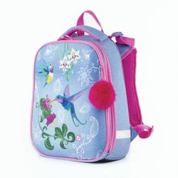BRAUBERG PREMIUM pack, 2 compartments, with keyring for girls, Hummingbird, 38х29х18 cm
