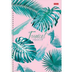 HATBER / Quaderno A4, 96 fogli, pettine, gabbia, copertina in cartone, "TropicsLeaves" / 8 pz.