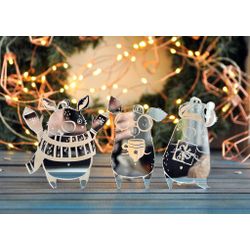 Ленивые Бобры / Lazy Beavers / Set of mirrored Christmas trees "Three Little Pigs" with engraving