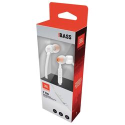 JBL / Cuffie con microfono (auricolare) T110 WHT, cablate, 1.2 m, in-ear, stereo, bianco