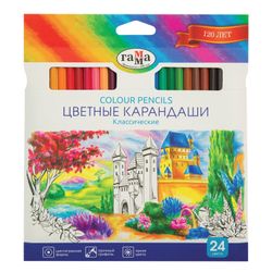 Crayons GAMMA "Classical", 24 colors, sharpened, hex, master carton